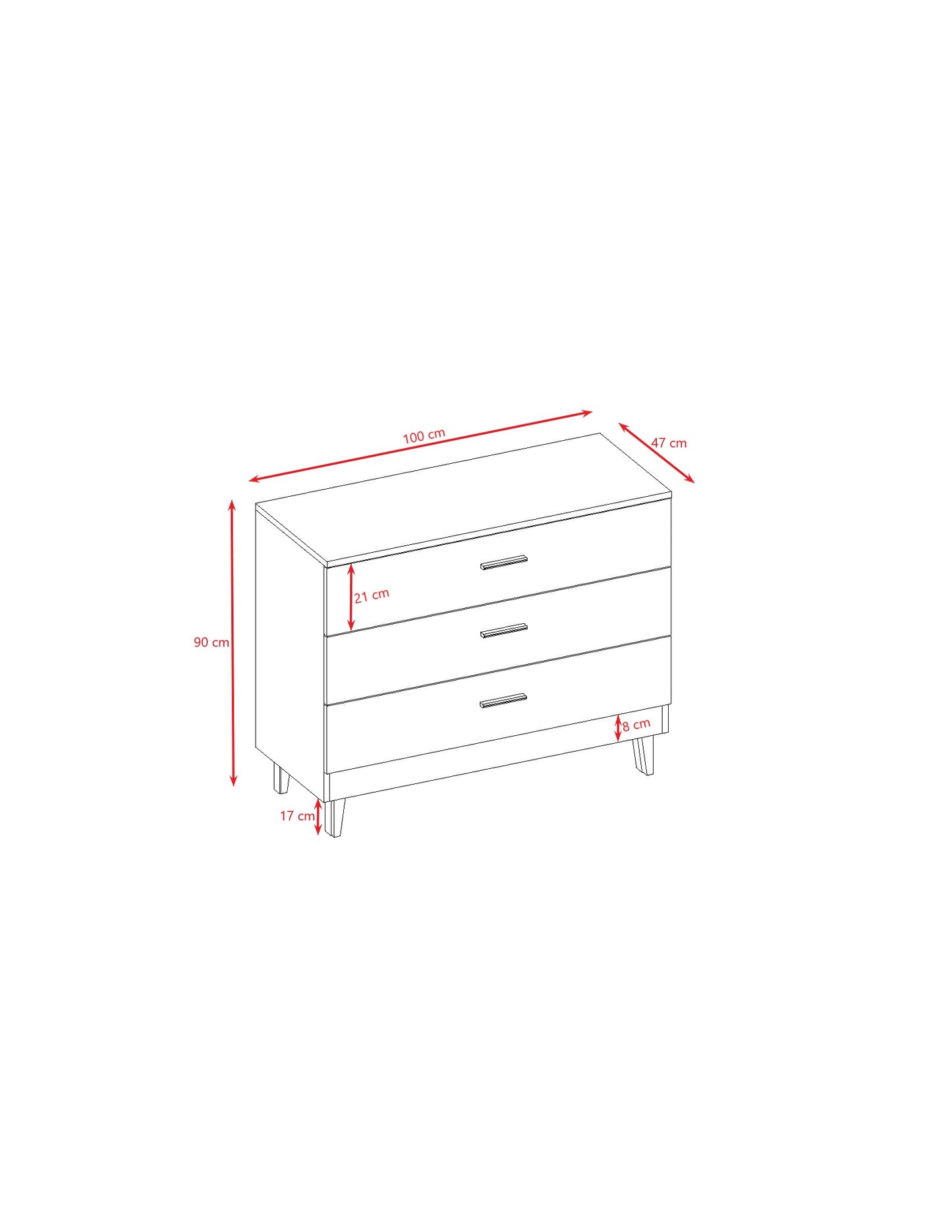 Chest of Drawers Kubi - Grey