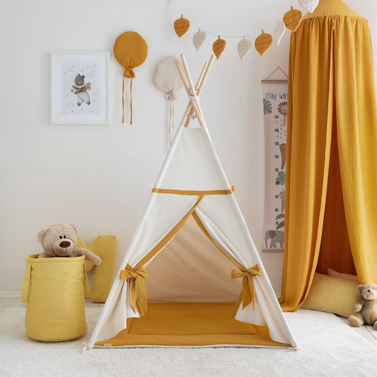 Tipi.tu vaikiška tipi palapinė „Beige-Mustard“