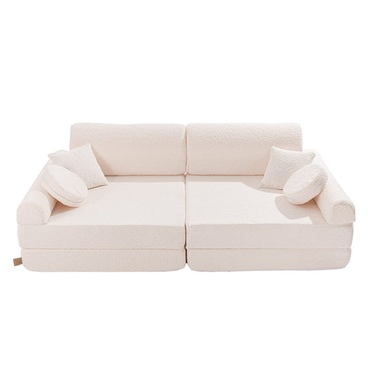 Didelė modulinė vaikiška sofa „Premium Boucle“ – balta