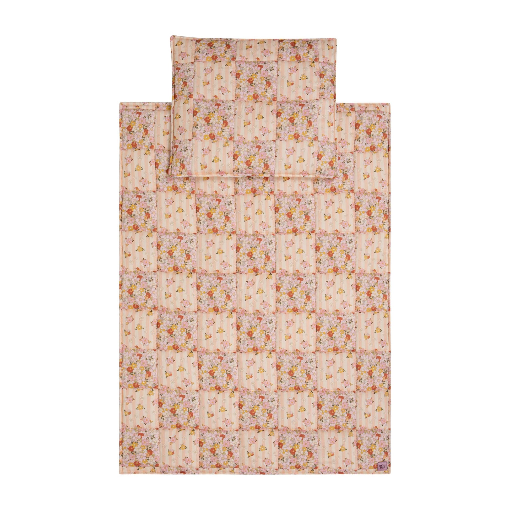 Cotton Quilted Patchwork Blanket + Pillow Set Large - Spring Garden