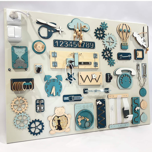 BusyBunnyToys ypač didelė Montessori sensorinė veiklos lenta 60 × 80 cm