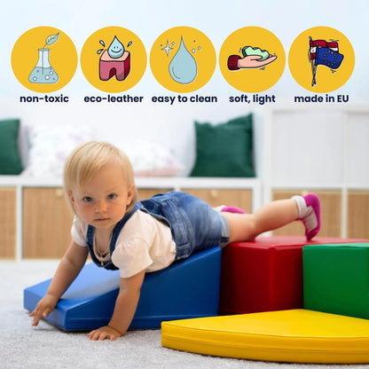 Soft Play 6 Foam Block Set - Light Pastel Explorer