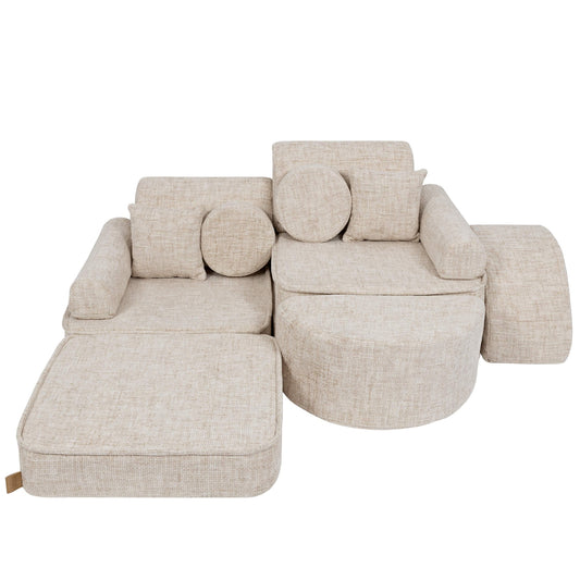 MeowBaby vidutinė modulinė sofa vaikams „Tangle Marshmallow Beige Plus“