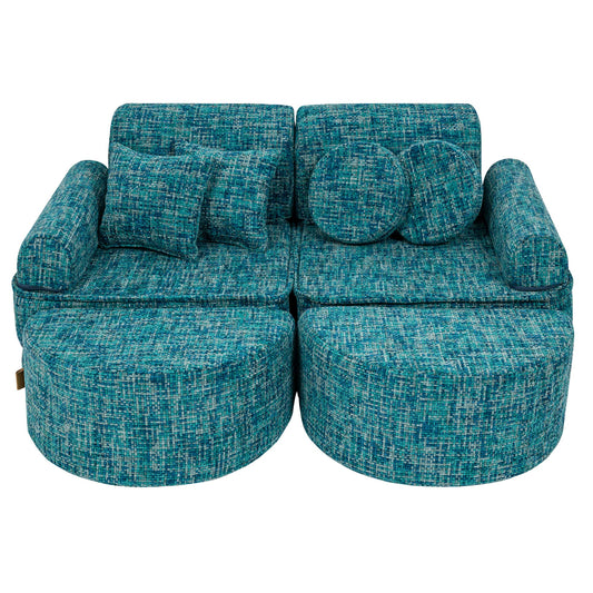 MeowBaby vidutinė modulinė sofa vaikams „Tangle Lagoon Blue Plus“