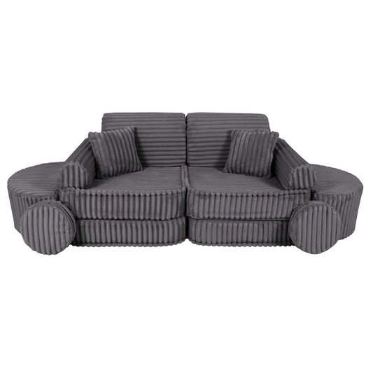 MeowBaby vidutinė modulinė sofa vaikams „Churros Jurassic Grey Plus“