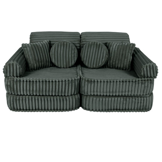 MeowBaby vidutinė modulinė sofa vaikams „Churros Forest Green“