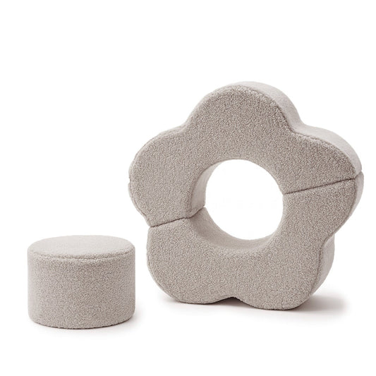 MeowBaby® 3 minkštų gėlės formos elementų rinkinys – šviesiai pilkas