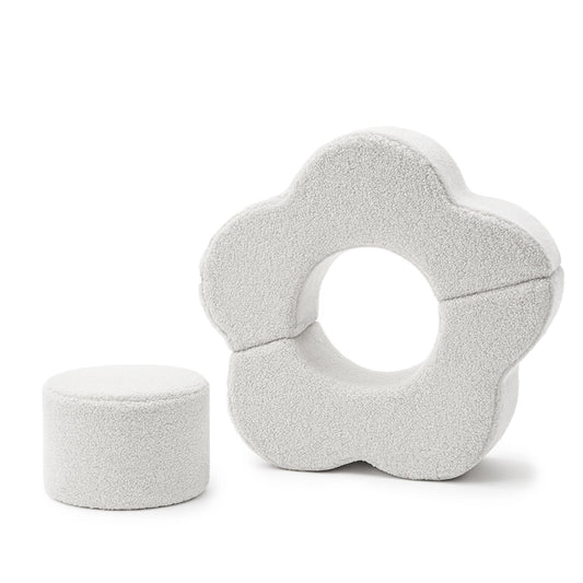 MeowBaby® 3 minkštų gėlės formos elementų rinkinys – balkšvas