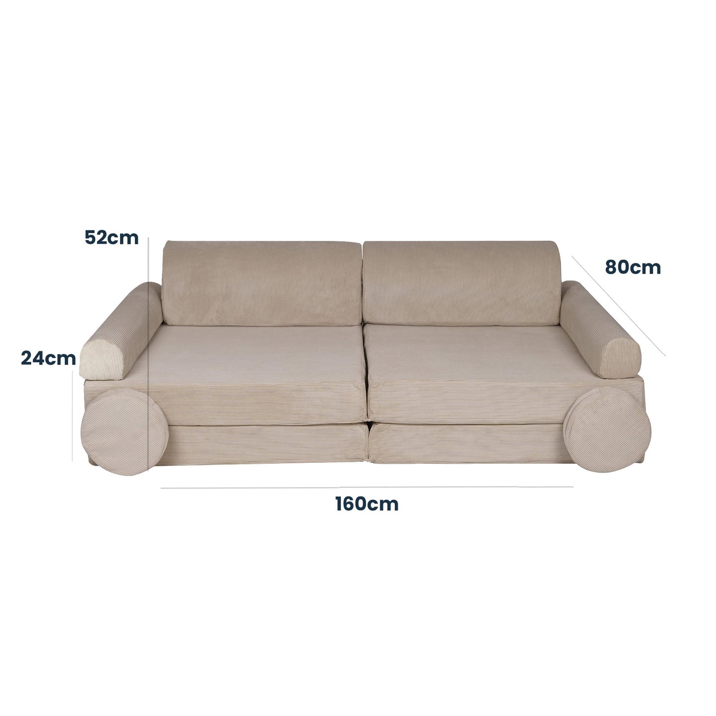 MeowBaby® Large Slimcord Premium Sofa - Ecru