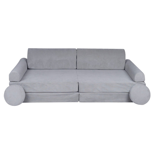 MeowBaby® didelė „Slimcord Premium“ sofa vaikams – pilka