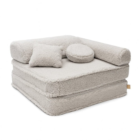 MeowBaby® „Bearly Seat“ 5 dalių modulinis vaikiškas fotelis – šviesiai pilkas