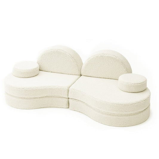 MeowBaby® „Coccolo“ 6 dalių modulinė vaikiška sofa – kreminė