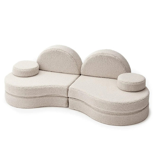 MeowBaby® „Coccolo“ 6 dalių modulinė vaikiška sofa – šviesiai pilka
