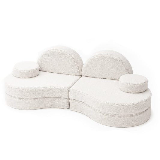 MeowBaby® „Coccolo“ 6 dalių modulinė vaikiška sofa – balkšva