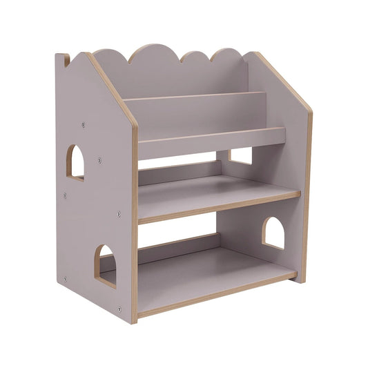 MeowBaby® Montessori namelio formos MDF knygų lentyna – pilka