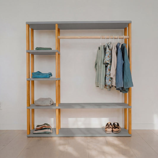 One Little Pine modulinė Montessori spinta – šviesiai pilka, rusvai alyvuota