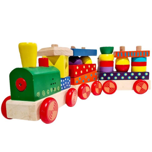 Gerardo's Toys didelis medinis kaladėlių traukinys su garsu