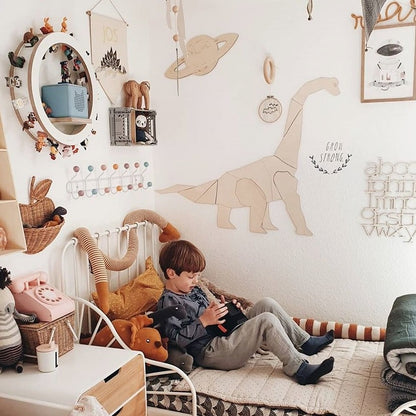 Origami Diplodocus Dinosaur – Wooden Wall Decoration, XL