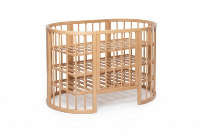 Round Baby Crib OLIN with Mattress - Natural
