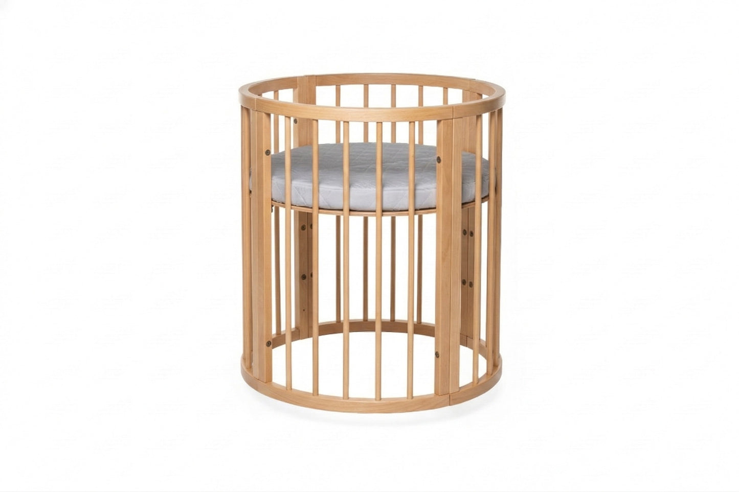 Round Baby Crib OLIN with Mattress - Natural