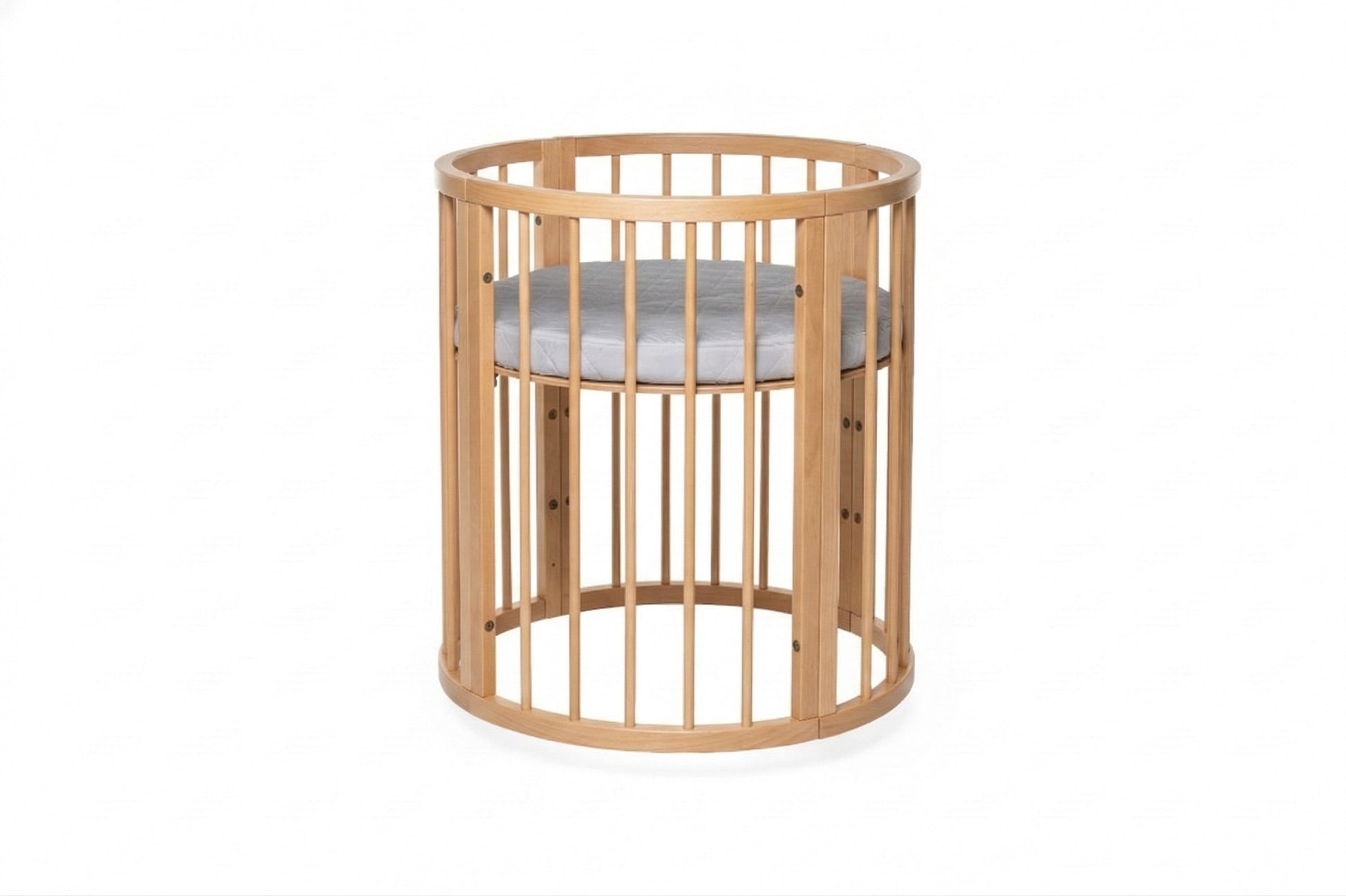 Round Baby Crib OLIN with Mattress - Natural