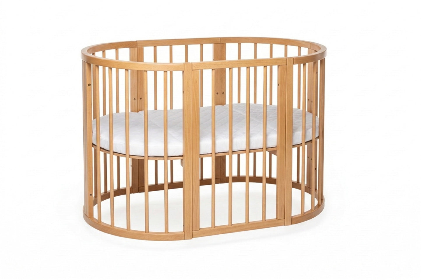 Round Baby Crib OLIN with Mattress - Natural