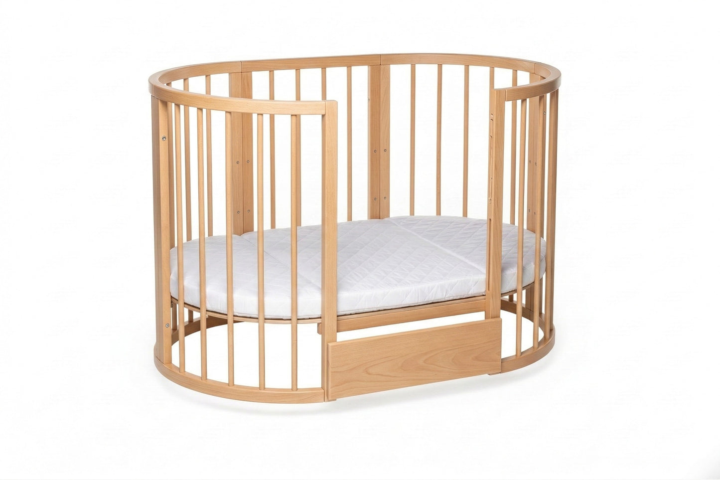 Round Baby Crib OLIN with Mattress - Natural