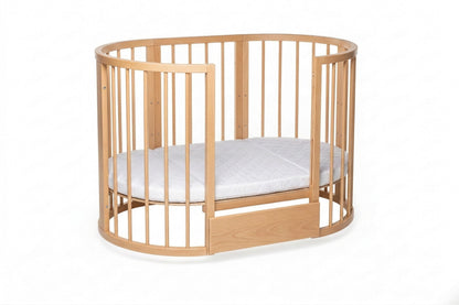 Round Baby Crib OLIN with Mattress - Natural