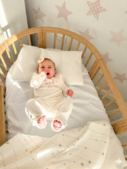 Round Baby Crib OLIN with Mattress - Natural