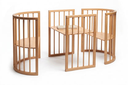 Round Baby Crib OLIN with Mattress - Natural