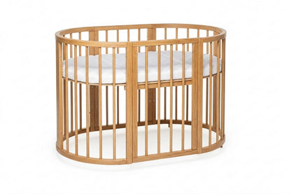 Round Baby Crib OLIN with Mattress - Natural