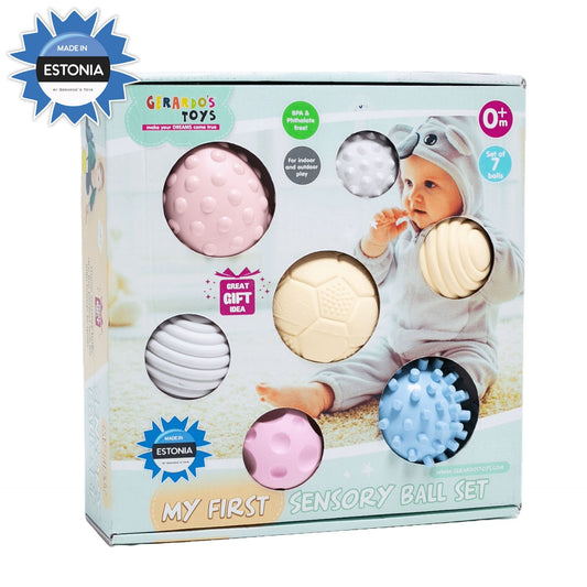 Gerardo's Toys sensorinių kamuoliukų rinkinys kūdikiams – 7 vnt.