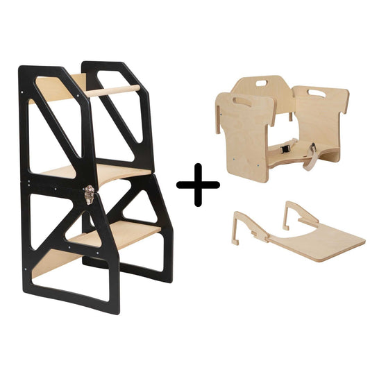 leg&go transformuojamas mokymosi bokštelis „Modustep“ su aukšta kėdute