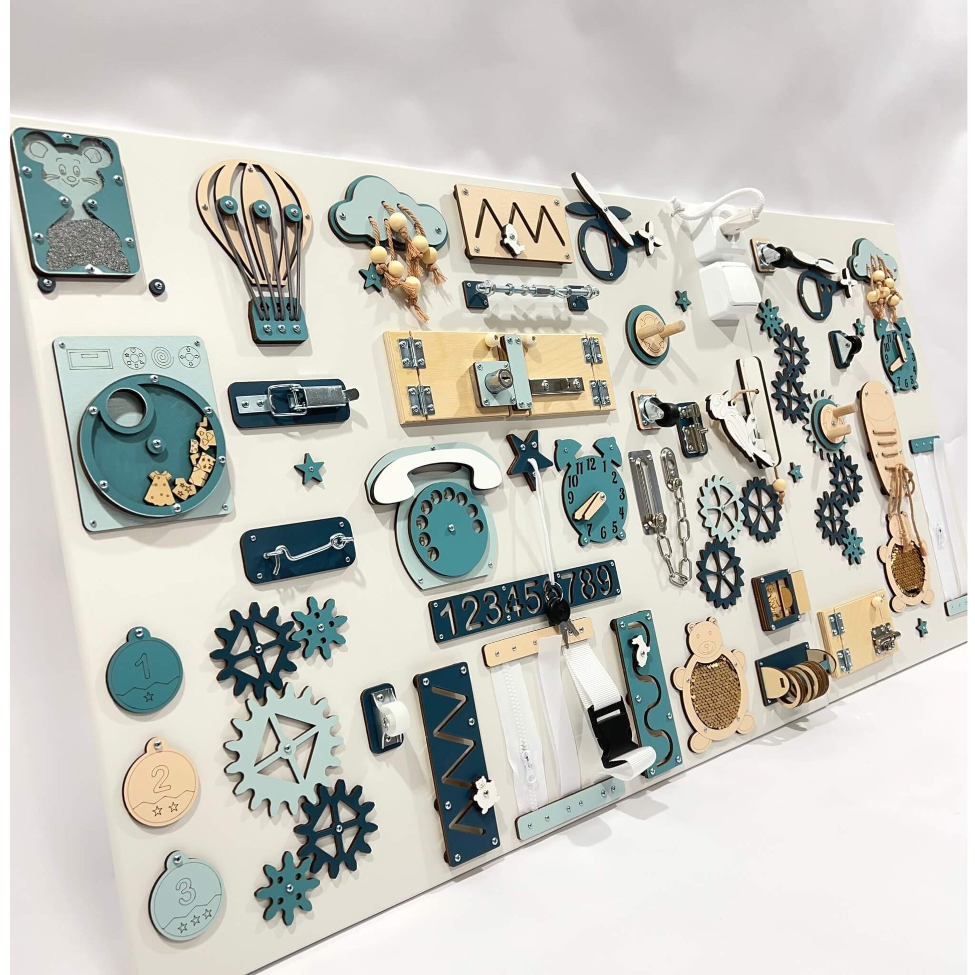 Two-piece wall activity panel (60×80 + 60×39 cm)