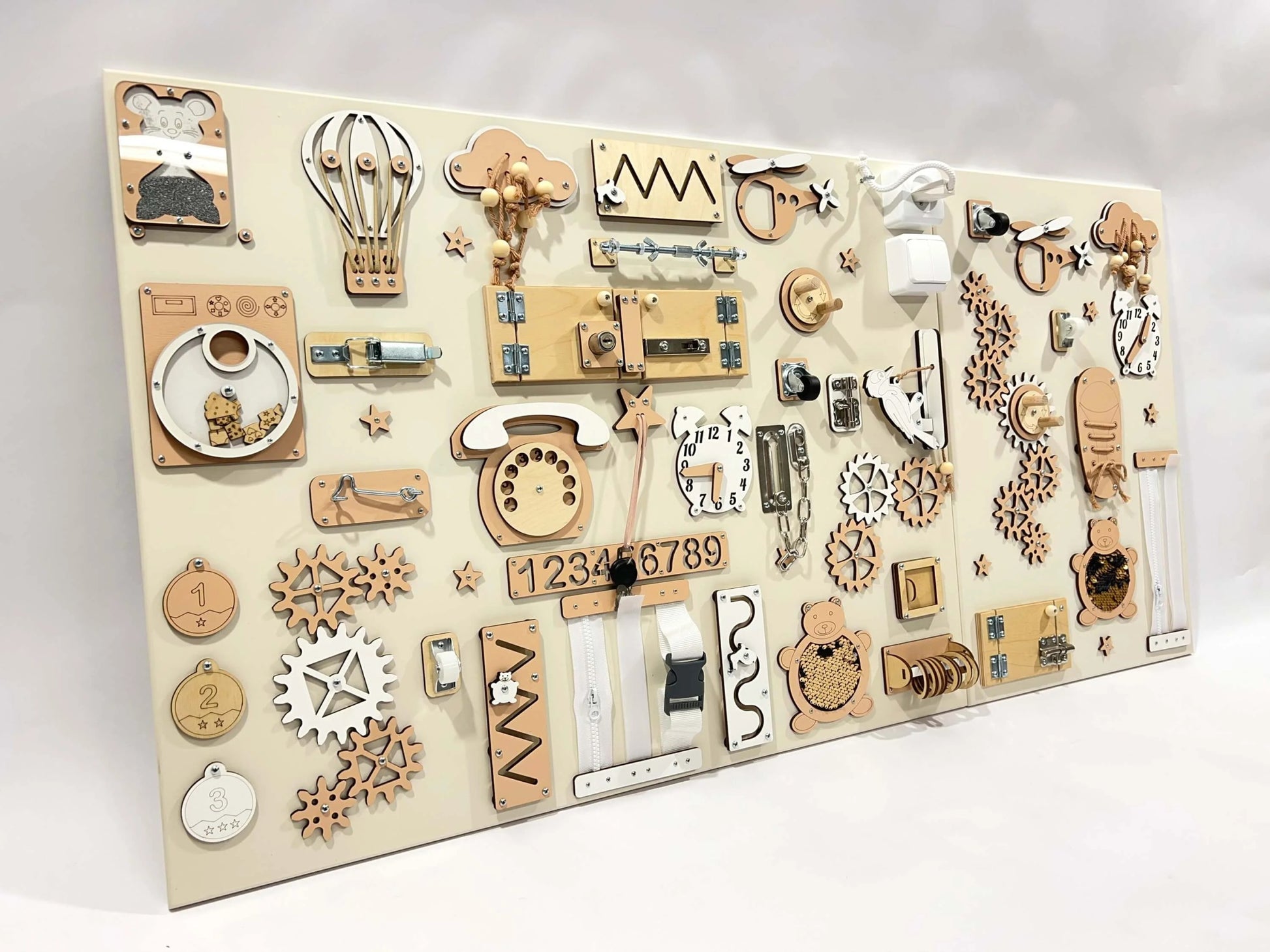Two-piece wall activity panel (60×80 + 60×39 cm)