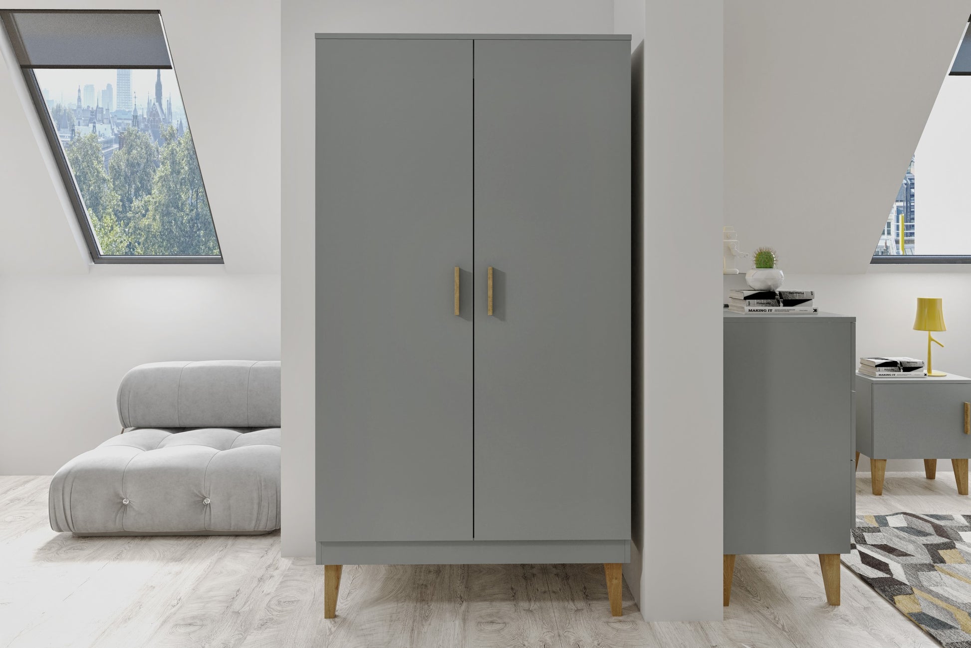 Wardrobe Kubi - Grey