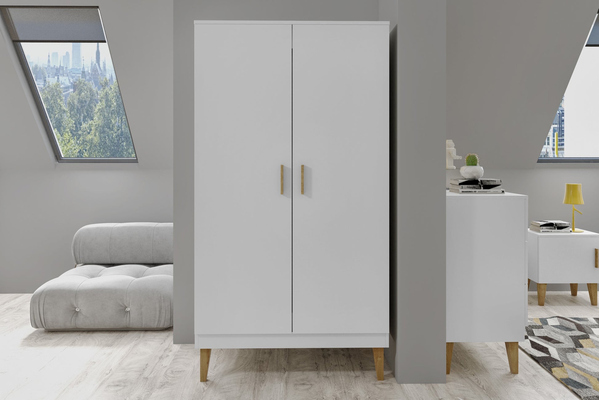 Wardrobe Kubi - White