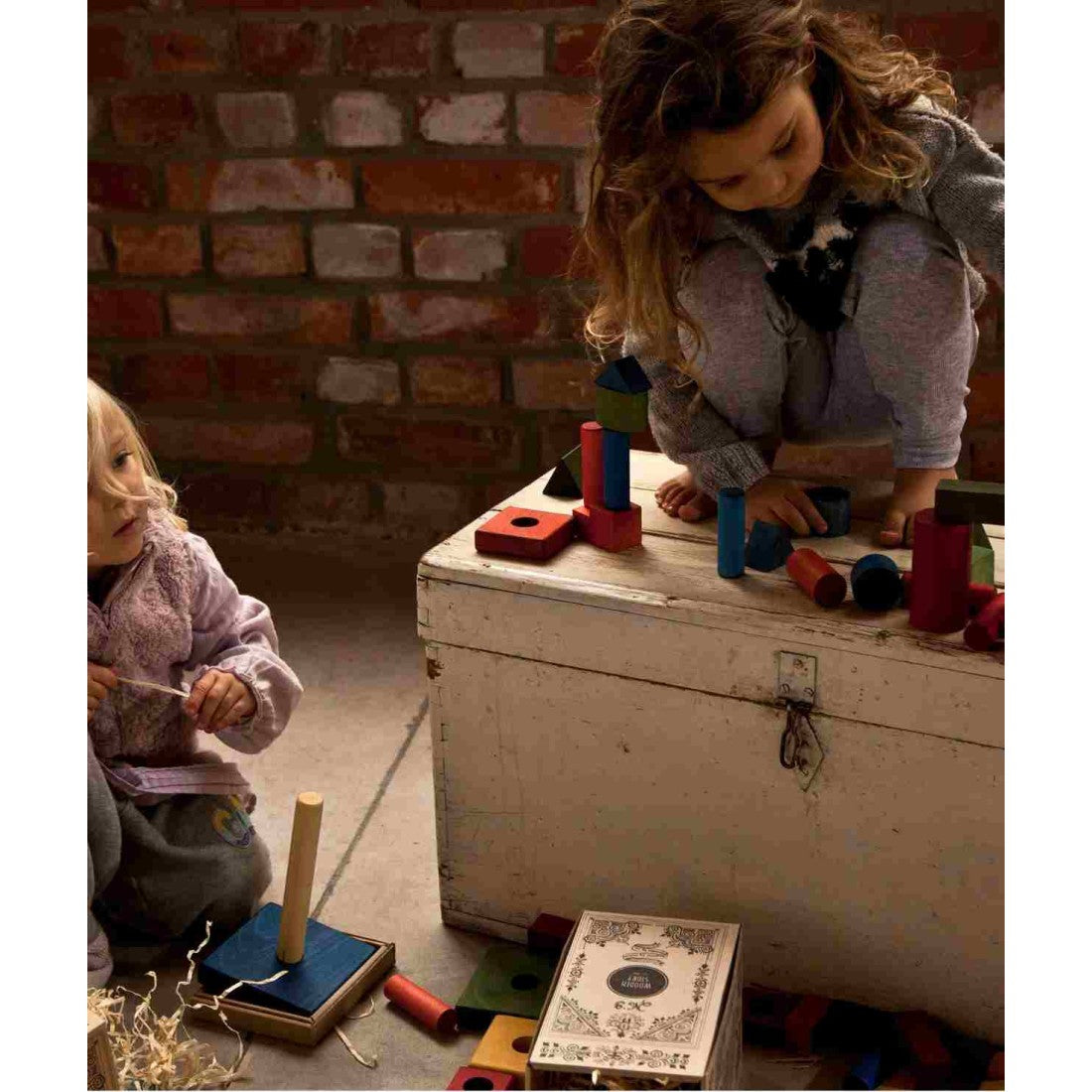 Wooden Blocks in a Box – Cold Colors, 30 Pieces