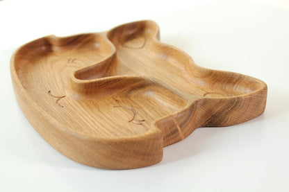 Wooden Plate For Kids - Fox With 2 Sectors