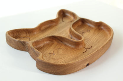 Wooden Plate For Kids - Fox With 2 Sectors