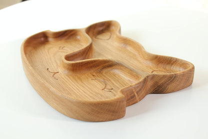 Wooden Plate For Kids - Fox With 2 Sectors