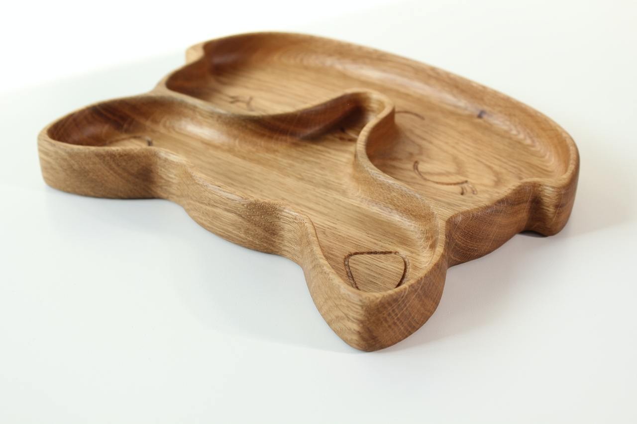 Wooden Plate For Kids - Fox With 2 Sectors