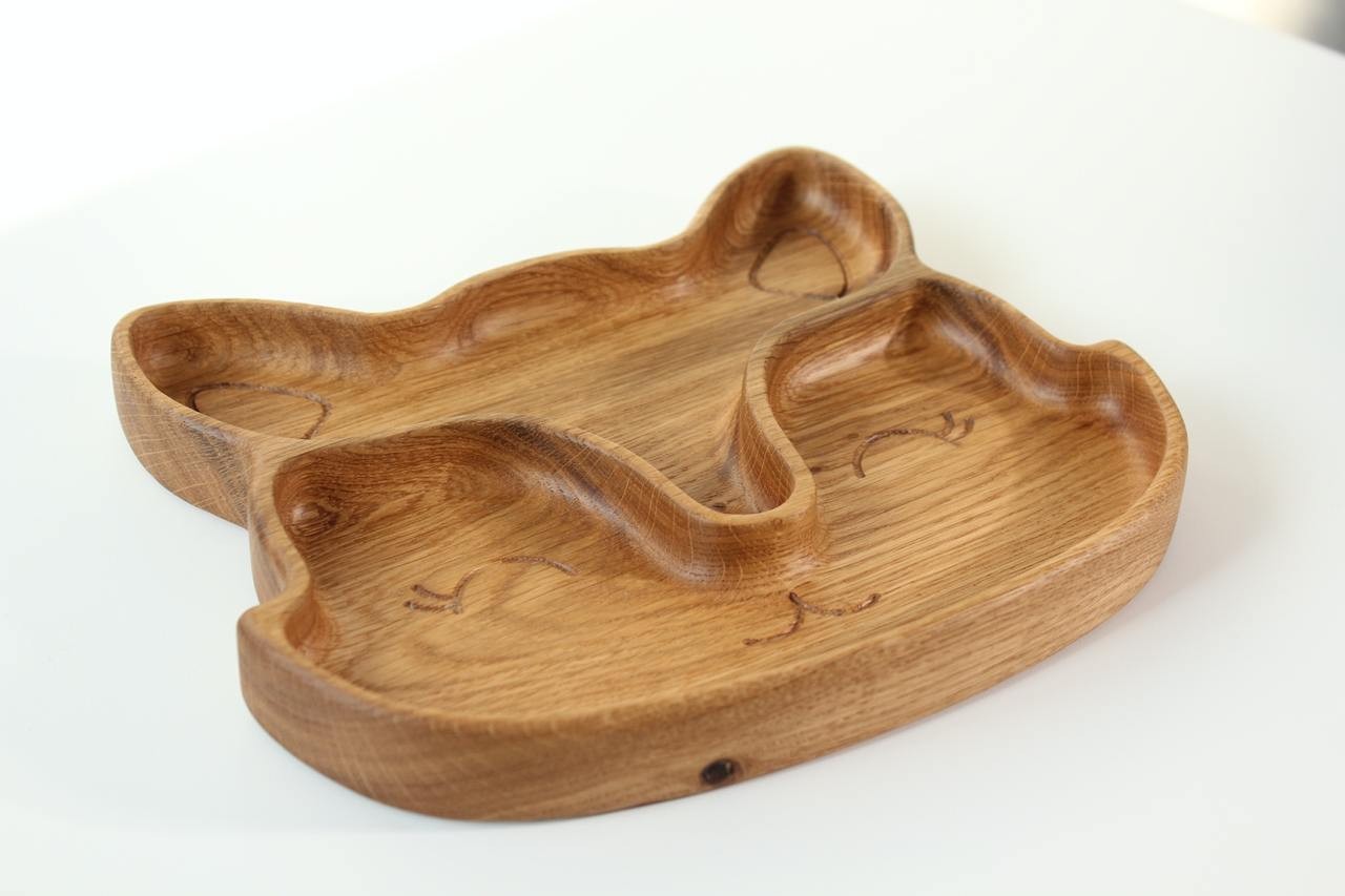 Wooden Plate For Kids - Fox With 2 Sectors