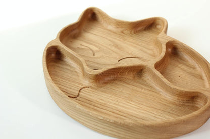 Wooden Plate For Kids - Fox With 3 Sectors