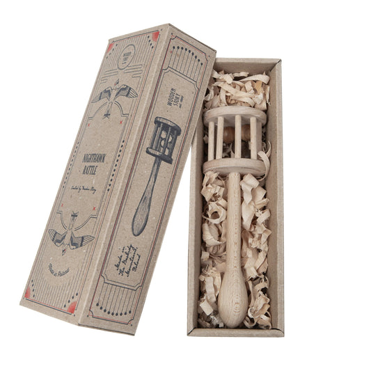 Wooden Story medinis barškutis-kramtukas – naktinis vanagas