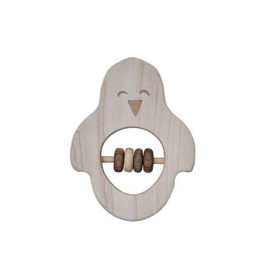 Wooden Story medinis barškutis-kramtukas – pingvinas